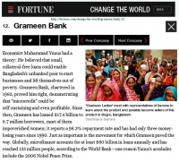 Grameen Bank in Fortune Magazine’s Global List Grameen Bank in Fortune Magazine’s Global List