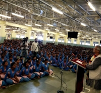 Yunus Welcomed by 25,000 tribal children in KISS, Bhubaneswar, India Yunus Welcomed by 25,000 tribal children in KISS, Bhubaneswar, India
