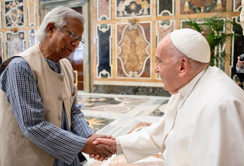 Yunus Meets Pope Francis: urges immediate action on Palestine and all conflicts across the world Yunus Meets Pope Francis: urges immediate action on Palestine and all conflicts across the world